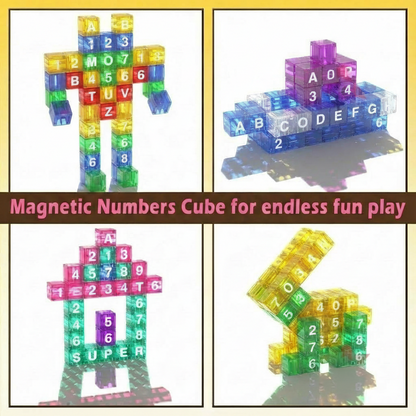 Mini Tin Travel Set Magnetic Alphabet and Number Cube 40 pieces