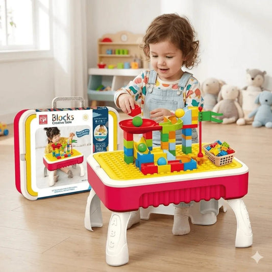 2-in-1 Building Blocks Table & Drawing Board for Kids – Creative Play Station