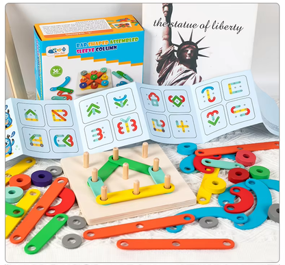 Wooden Bar Shaped Assembled Sleeve Column Puzzle Board