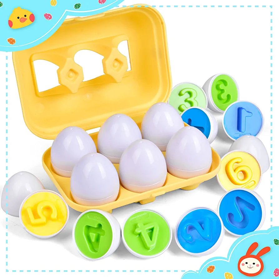Number Matching Eggs For Color Recognition - 6 Pieces