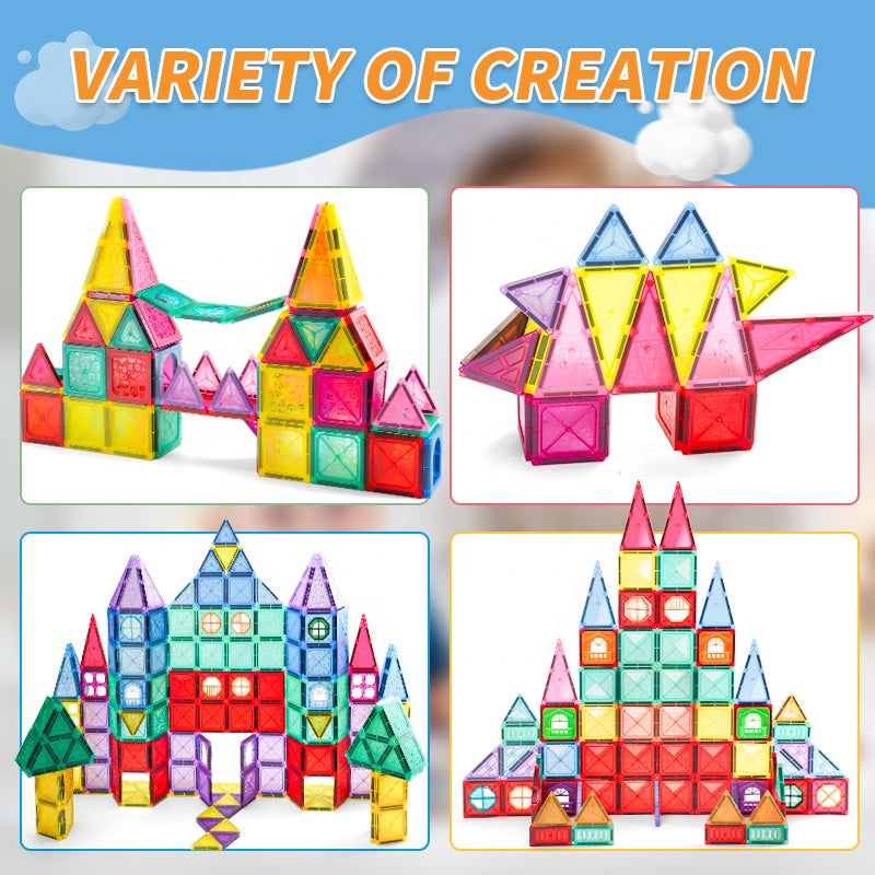 Magnetic Blocks And Tiles Building Set For Endless Creativity And Construction Fun (110 Pcs)