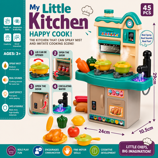 My Mini Little Kitchen Happy Cook Pretend Play Kit 45 Piece