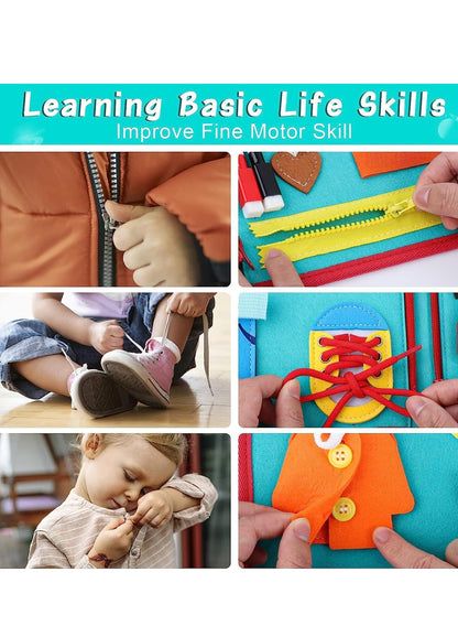 Montessori Travel Friendly Felt Motor Skills and Sensory Book