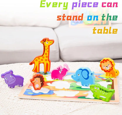 Wild Animals Chunky Wooden Puzzle Board