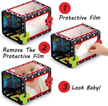 Baby Tummy Time Mirror with High Contrast Pictures