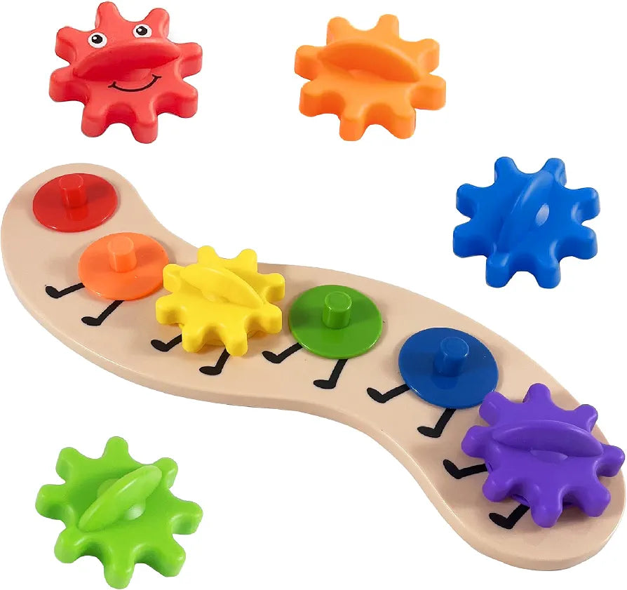 Rotating Interchangeable Gears Rainbow Caterpillar