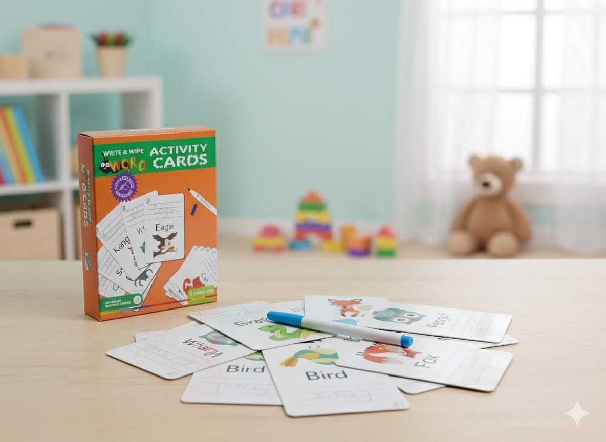 Word Write-and-Wipe Learning Cards – Reusable Early Learning Set