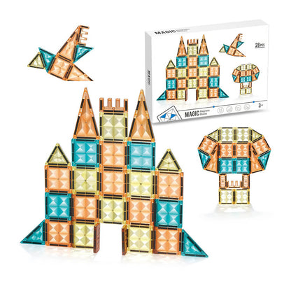 Magnetic Magic Magnetic Block Tiles For Kids (28 Pieces)