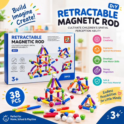 Flexible Magnetic Tube Building Block Rods - 38pcs