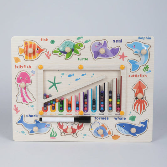 3 in 1 Magnetic Sea Animals Wooden Puzzle Board
