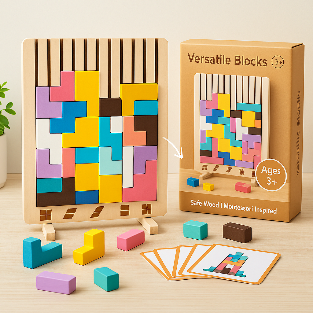 Wooden Montessori Russian Block Puzzle Stacking Toy
