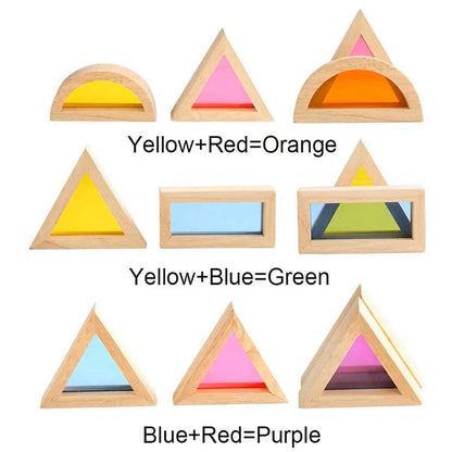 Sensory Light and Colour Wooden Acrylic Rainbow Blocks – 24pc