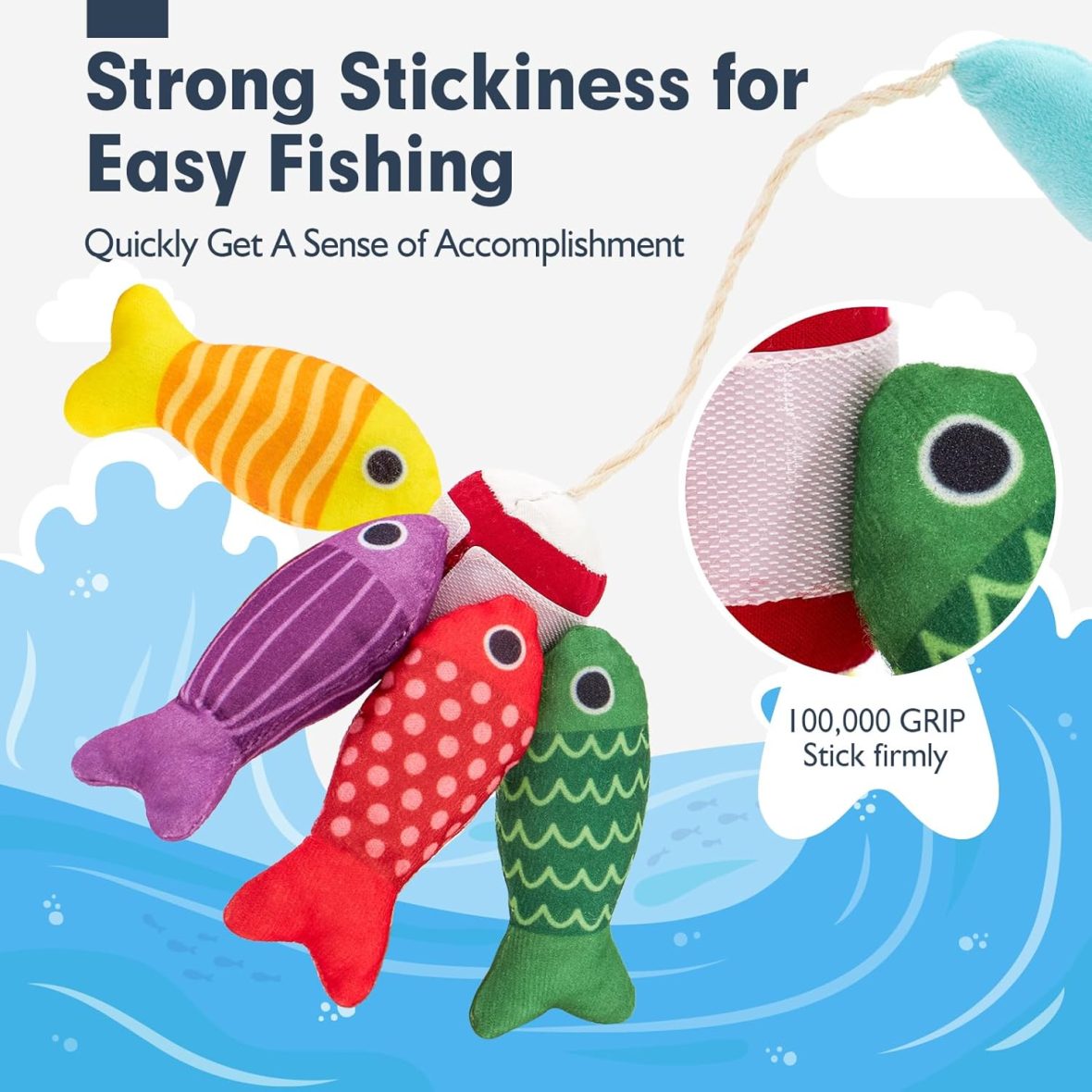 Cloth Fishing Game for Toddlers – Catch & Count Toy with Stacking Cups & Storage Mat