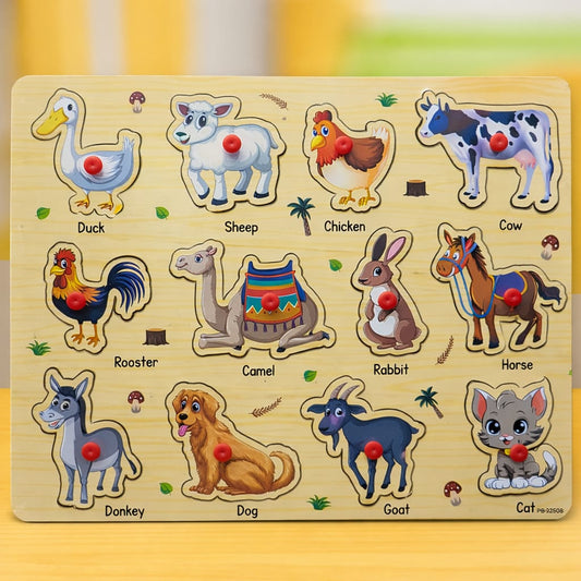 Farm Animals Wooden Peg Puzzle