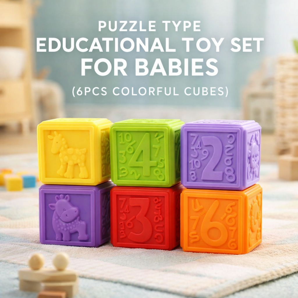 Soft Multicolor Rubber Stacking Interactive Blocks