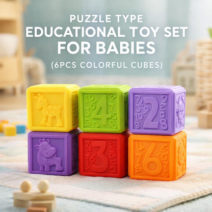 Soft Multicolor Rubber Stacking Interactive Blocks