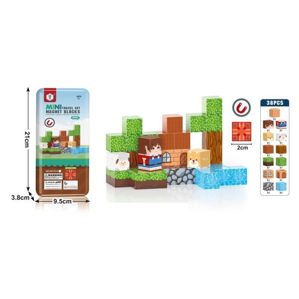 Minecraft 38 Pcs Mini Travel Set Magnet Blocks