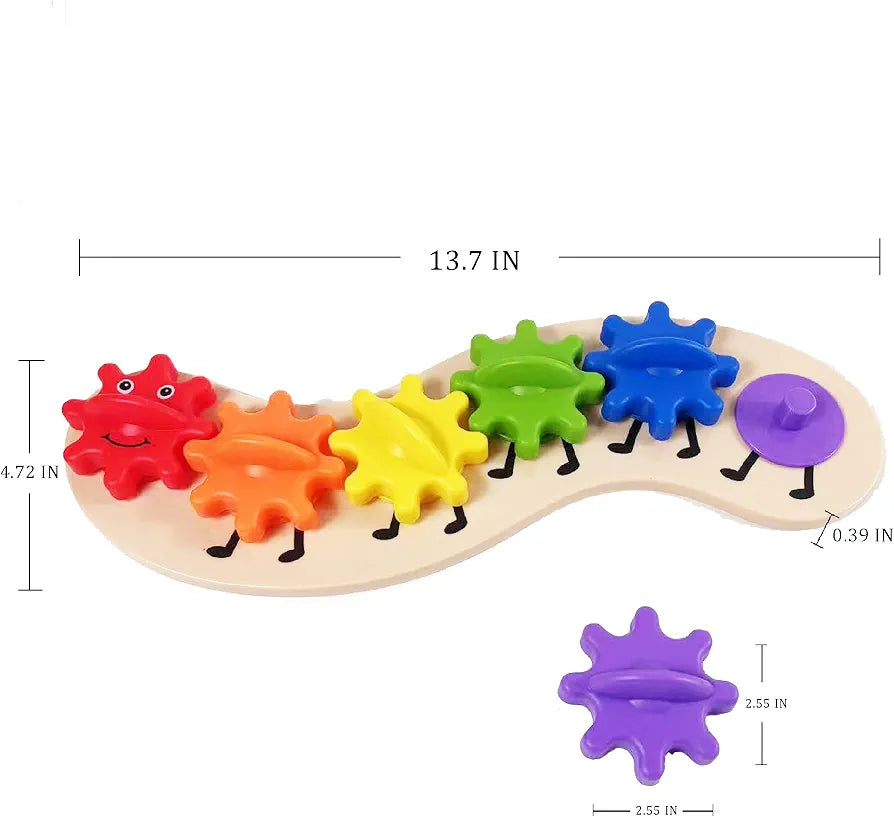 Rotating Interchangeable Gears Rainbow Caterpillar
