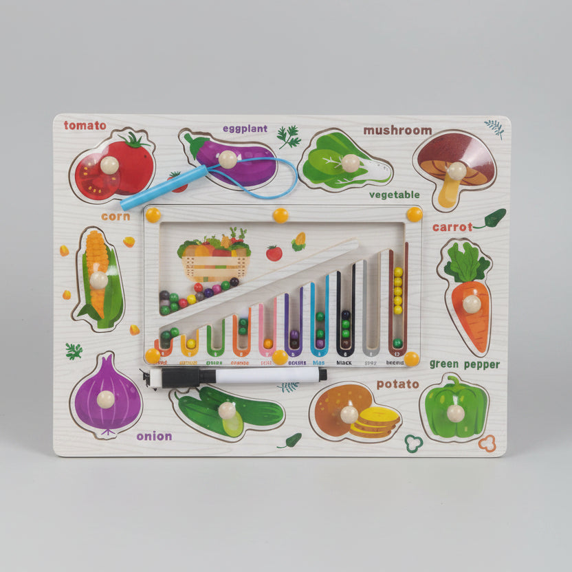 3 in 1 Magnetic Vegetables Wooden Puzzle Board
