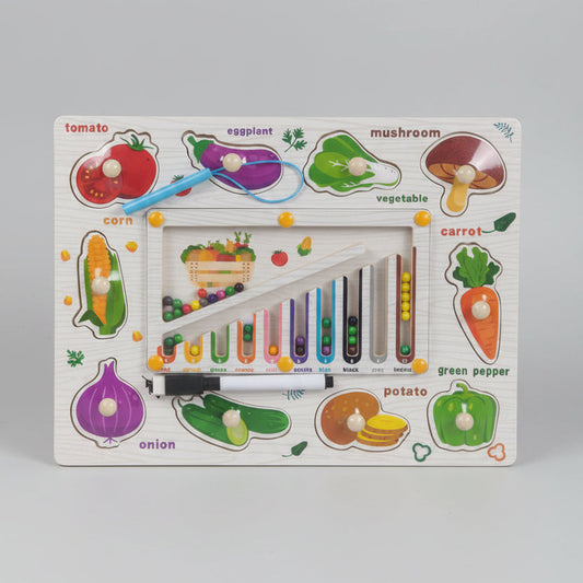 3 in 1 Magnetic Vegetables Wooden Puzzle Board