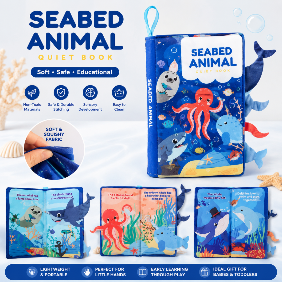 Sea Bed Animal- Soft Crinkle Cloth Book for Babies