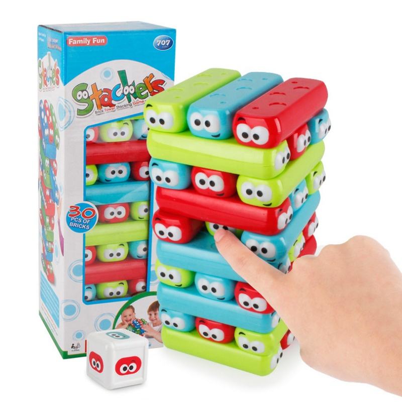 Monster Stacking Block Balance Game With Dice - 30 Piece Educational Family Toy