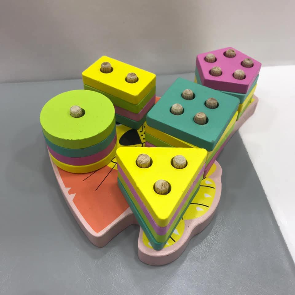 Wooden Cartoon Lion Five Sets Of Shape Blocks