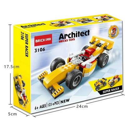 Architect Super Racer 3-in-1 Building Blocks Set (121 Pieces)