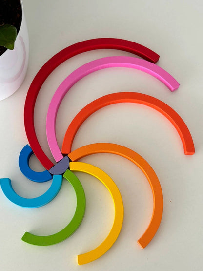 Wooden Rainbow Building Blocks with Board