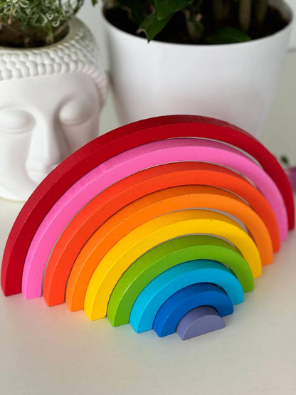 Wooden Rainbow Building Blocks with Board
