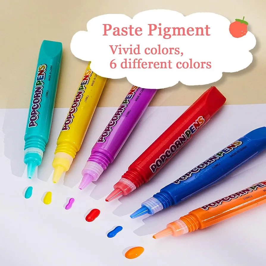 DIY 3D Art Bubble Popcorn Drawing Pens - 6 pieces