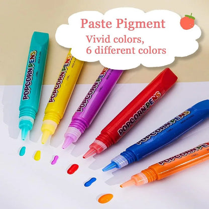 DIY 3D Art Bubble Popcorn Drawing Pens - 6 pieces