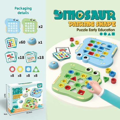Dinosaur Pairing Shape Pattern Cards Challenge Multiplayer