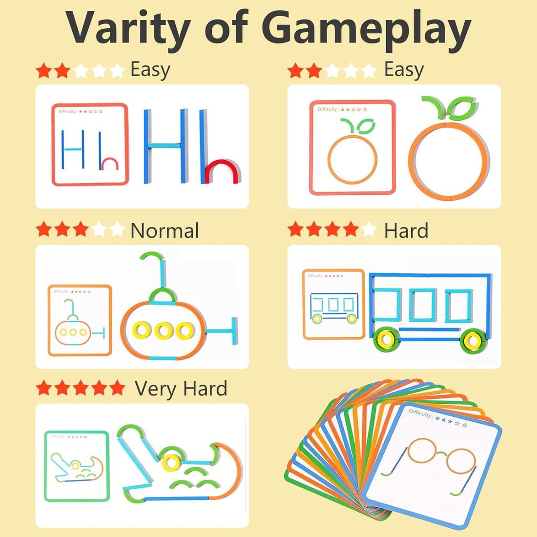 Wooden Sticks and Rings Pattern Making Puzzle Game