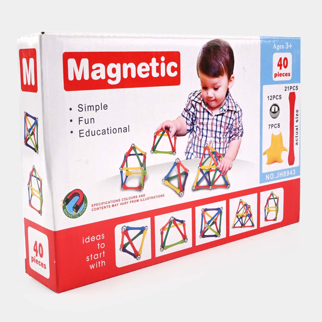 Magnetic Construction Sticks and Blocks Creative Puzzle 40pcs