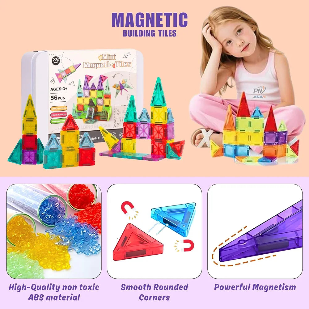 Mini Magnetic Tiles- 56 pcs Set