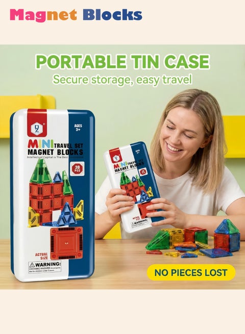 Mini Travel Magnetic Tile Blocks Set 30 Pieces