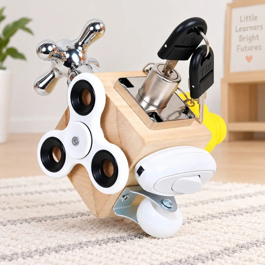 Wooden 6 in 1 Sensory Activity Interactive Busy Cube