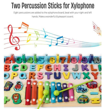 6 in 1 Wooden Alphanumeric Learning Xylophone Activity Board