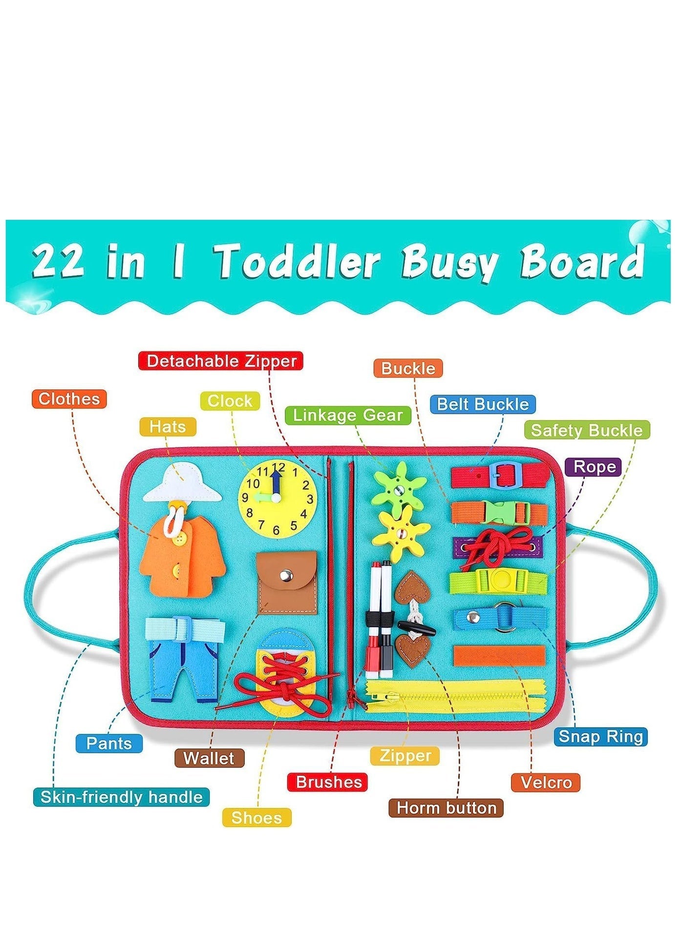Montessori Travel Friendly Felt Motor Skills and Sensory Book