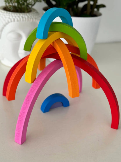 Wooden Rainbow Building Blocks with Board