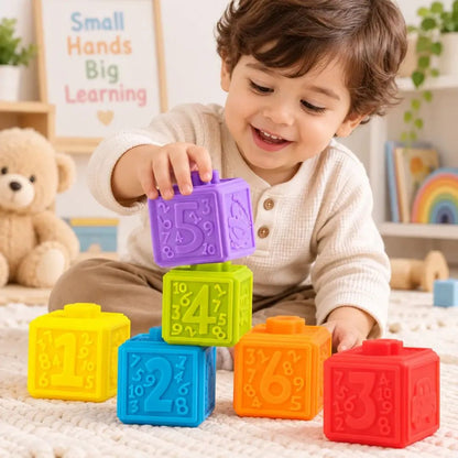 Soft Multicolor Rubber Stacking Interactive Blocks