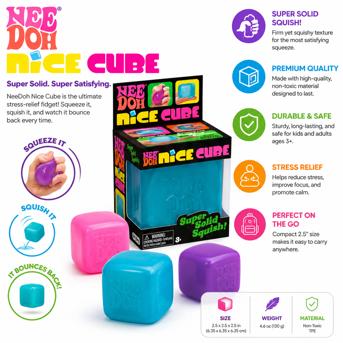 Nice Cube Nee Doh Stress Cube Sensory Fidget Toy