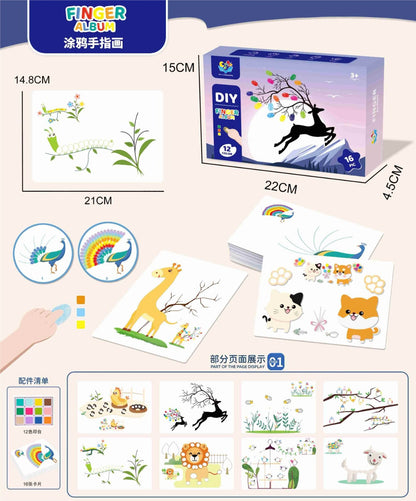 Animals Finger Painting Card For Kids