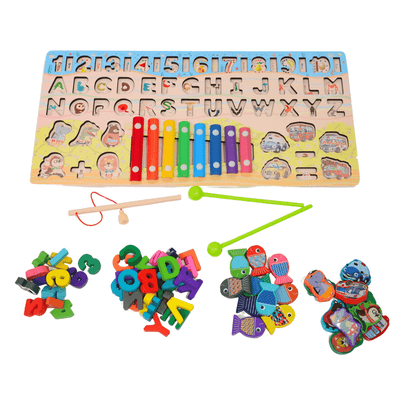 6 in 1 Wooden Alphanumeric Learning Xylophone Activity Board