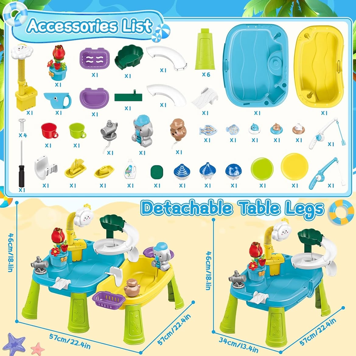 Animal WaterPark Play Table with Pump Circulating Electric Water Table Interactive Toy Cordless for Toddlers