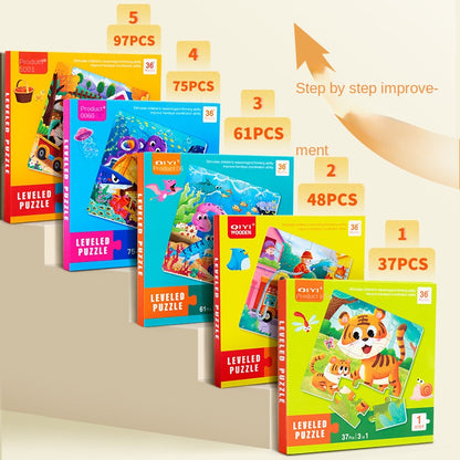 3 in 1 QIYI Wooden Level Magnetic Jigsaw Puzzle Book For Kids