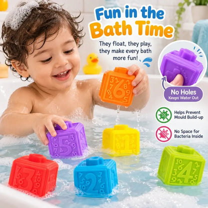 Soft Multicolor Rubber Stacking Interactive Blocks