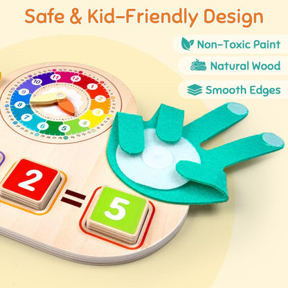 Wooden Clock and Finger Arithmetic Operation Kit