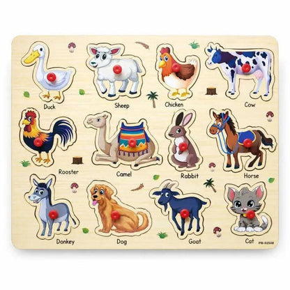 Farm Animals Wooden Peg Puzzle
